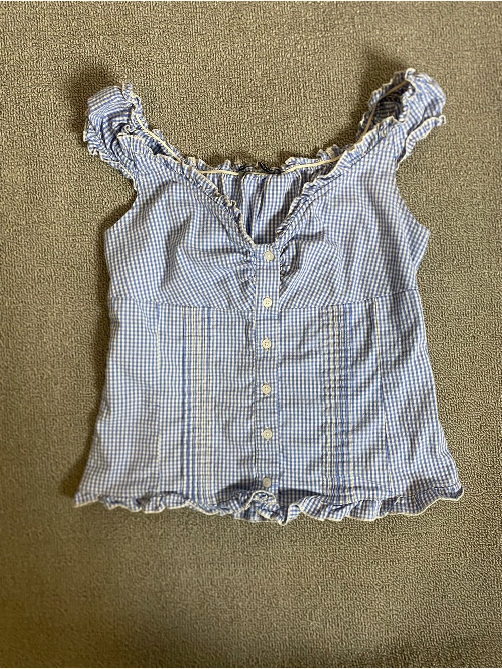 Brandy Melville Gingham Ruffle Button Tank- Cottagecore Coquette Feminine Preppy